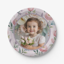 Personalized Pastel Floral Photo Birthday Girl  Pappteller