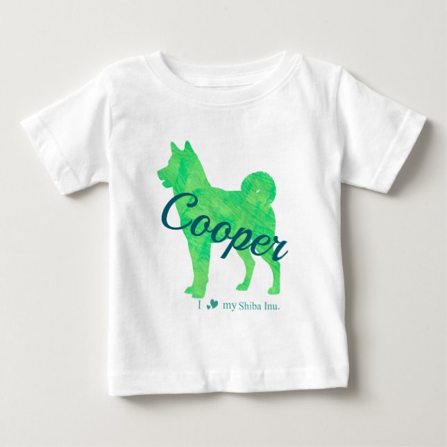 Personalized Pastel Green Shiba Inu T-Shirt 柴犬 (Devant)