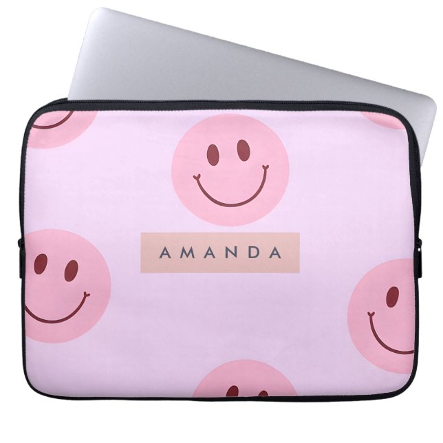 Personalized Pastel Lavender & Pink Smiley Face Laptopschutzhülle (Vorderseite)