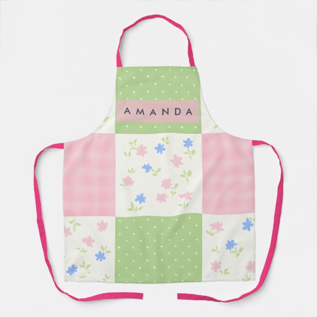Personalized Pastel Patchwork Floral Pattern Schürze (Vorderseite)