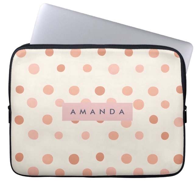 Personalized Pastel Peach & Blush Polka Dot  Laptopschutzhülle (Vorderseite)