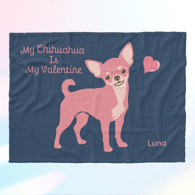 Personalized Pastel Pink Chihuahua Valentine Fleecedecke (Von Creator hochgeladen)