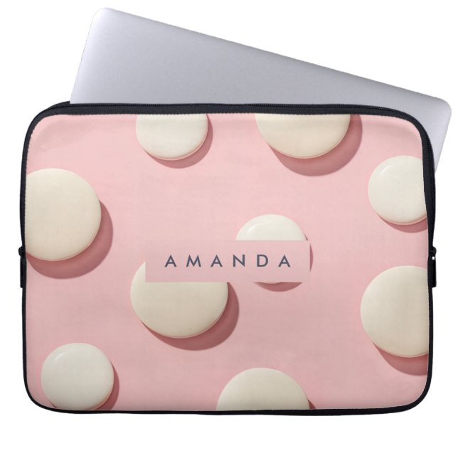 Personalized Pastel Pink with Cream Dot Laptopschutzhülle (Vorderseite)