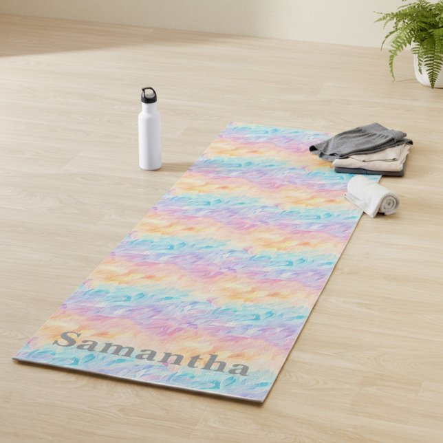 Personalized Pastel Watercolor Waves Yogamatte (Von Creator hochgeladen)