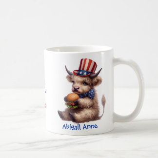 Personalized Patriotic Baby Highland Cow Coffee Kaffeetasse
