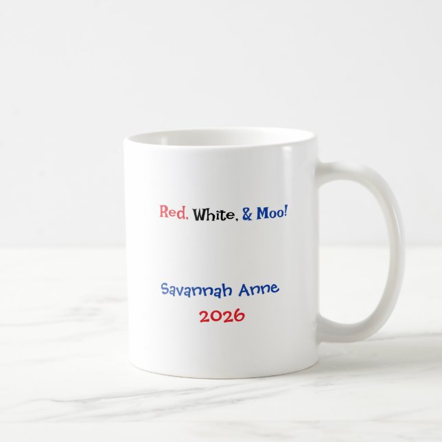 Personalized Patriotic Highland Cow Kaffeetasse (Rechts)