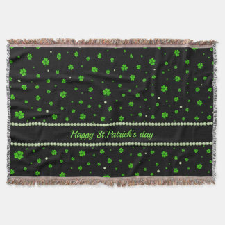 Personalized Pattern of green shamrocks with pearl Decke