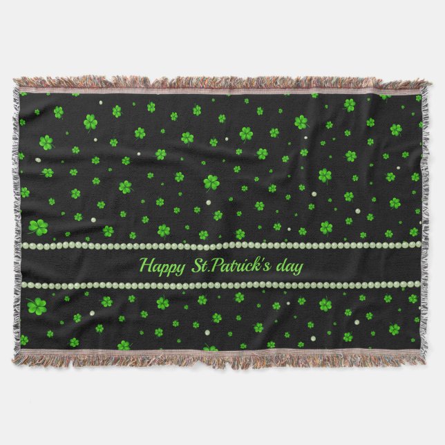Personalized Pattern of green shamrocks with pearl Decke (Vorderseite)