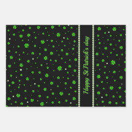 Personalized Pattern of green shamrocks with pearl Geschenkpapier Set