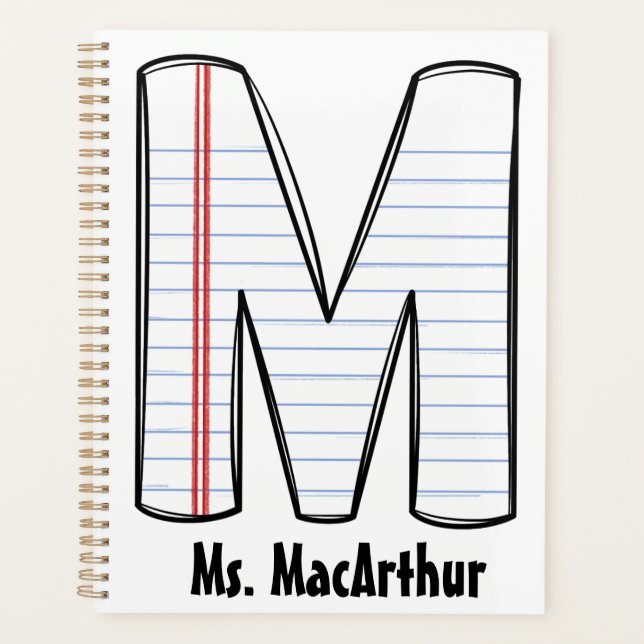 Personalized PE Teacher Planner with Initial Planer (Vorderseite)