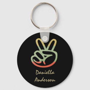 Personalized: Peace Sign Keychain Schlüsselanhänger