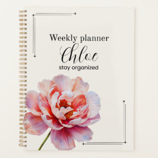 Personalized Peony Planner Aesthetic Weekly Floral Planer