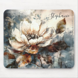Personalized Peony Watercolor Bloom Art Mousepad