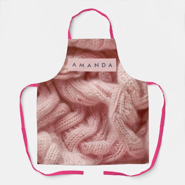 Personalized Personalized Pink Cable Knit  Schürze (Vorderseite)