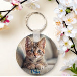Personalized pet 2 photo cat lover keepsake name schlüsselanhänger<br><div class="desc">Dieser bezaubernde Schlüsselanhänger zeigt eine Silhouette Ihrer Lieblingskatze und kann auf beiden Seiten mit ihrem Namen personalisiert werden. Es ist ein idealer Weg, eine besondere Erinnerung Ihres Freundes mit Ihnen behalten. Dieser Schlüsselanhänger ist perfekt als Geschenk für einen Katzenliebhaber oder einen wertvollen Sake für sich selbst. Feiern Sie die einzigartige...</div>