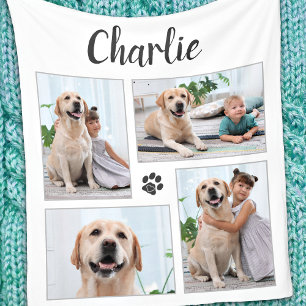 Personalized Pet Lover 4 Photo Collage Dog Fleecedecke