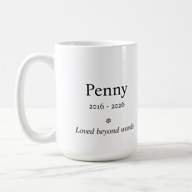 Personalized Pet Memorial Mug (Gauche)