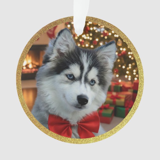 Personalized Pet Photo "Love" Gold Glitter (devant)