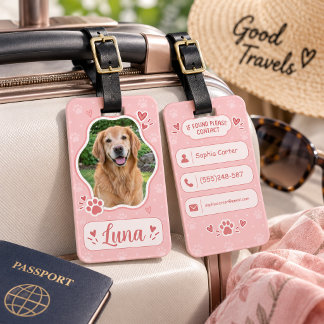 Personalized Pet Photo Luggage Tag Custom Dog Name Gepäckanhänger