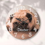 Personalized Pet Photo Name Große Wanduhr<br><div class="desc">A fun design which you can personalize with your pet's name and photo to create a unique gift. Designed by Thisisnotme©</div>
