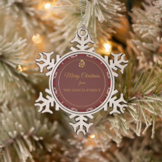 Personalized Pewter Snowflake Christmas Ornament
