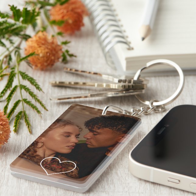 Personalized Photo and Text Photo Acrylic Keychain (Devant droit)