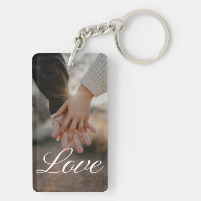 Personalized Photo and Text Photo Collage Keychain Schlüsselanhänger (Rückseite)