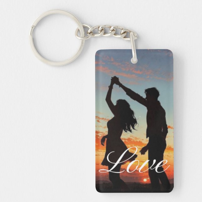 Personalized Photo and Text Photo Collage Keychain Schlüsselanhänger (Vorderseite)