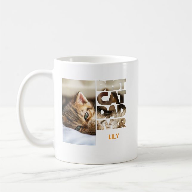 Personalized Photo Best Cat dad ever Kaffeetasse (Links)