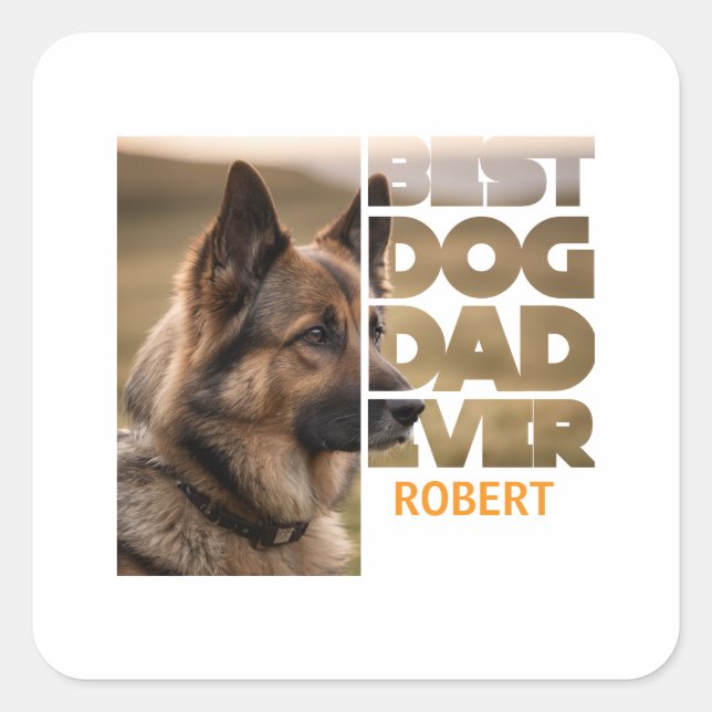 Personalized Photo Best dog dad ever Quadratischer Aufkleber (Vorderseite)