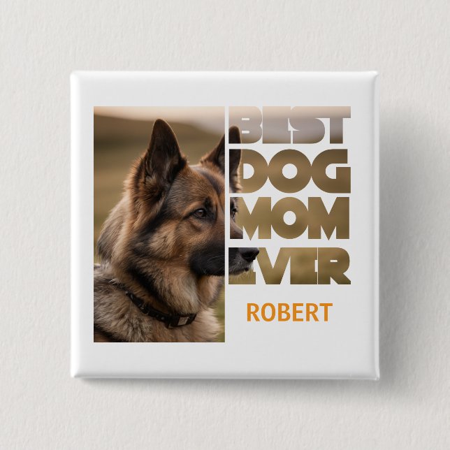 Personalized Photo Best dog mom ever Button (Vorderseite)