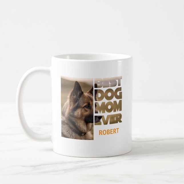 Personalized Photo Best dog mom ever Kaffeetasse (Links)