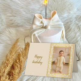 Personalized Photo Birthday Card —Floral frame Dankeskarte