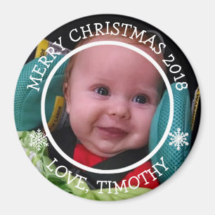 Personalized Photo Christmas Snowflakes Magnet