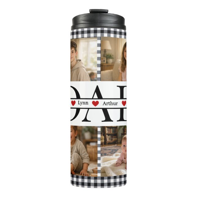 Personalized Photo Collage & Kids' Names "DAD" Thermosbecher (Vorderseite)