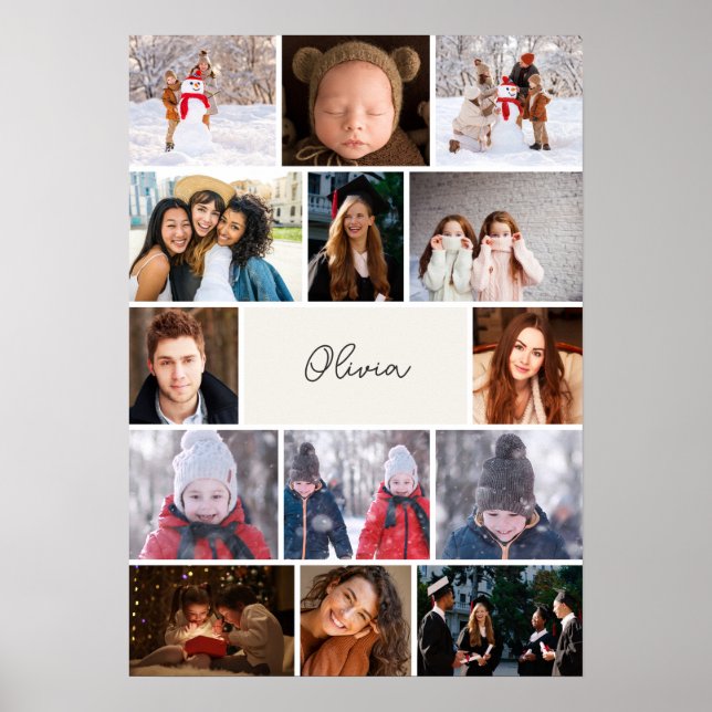 Personalized Photo Collage Poster with Name (Devant)