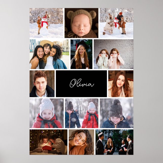 Personalized Photo Collage Poster with Name (Devant)