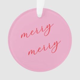 Personalized Photo Elegant Script Pink Christmas Ornament