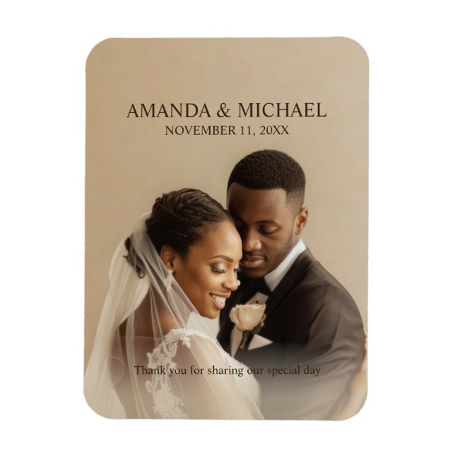 Personalized Photo Favor with Names & Wedding Date Magnet (Vertikal)
