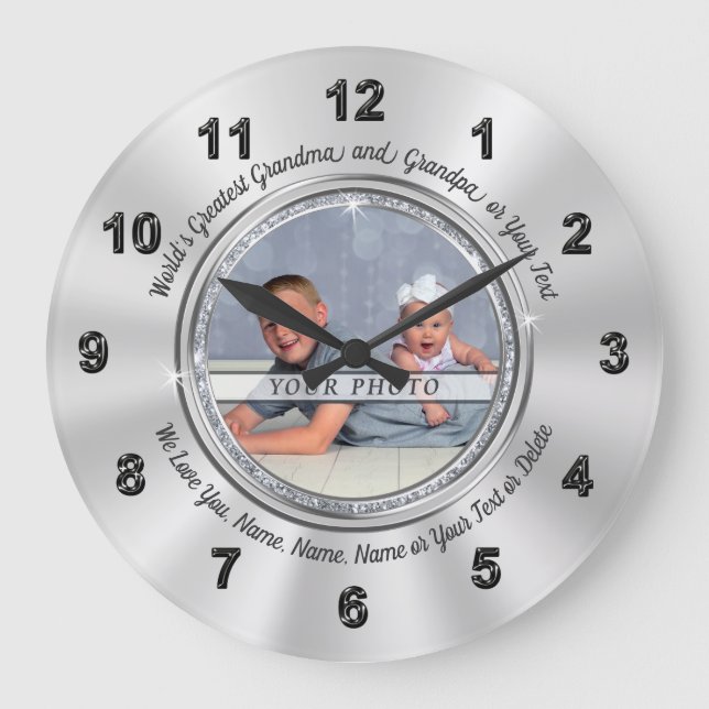 Personalized Photo Gifts for Grandparents Große Wanduhr (Vorderseite)