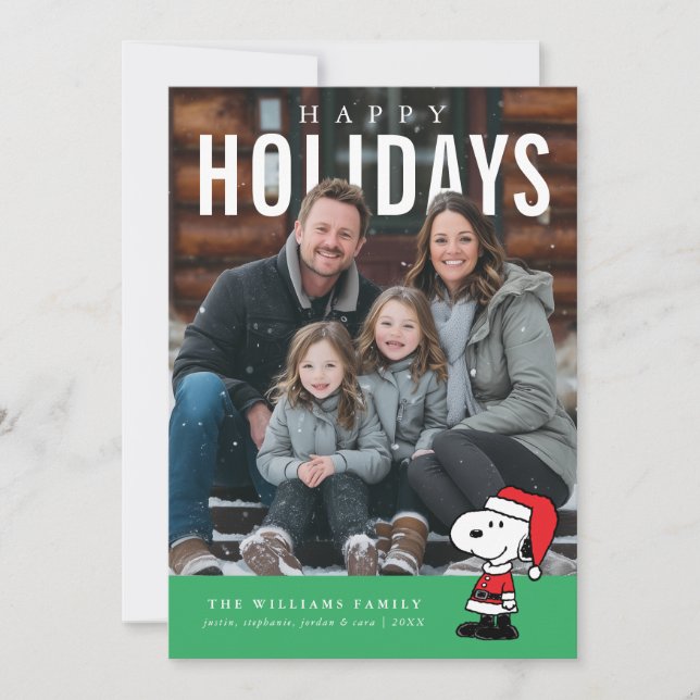 Personalized Photo Holiday Snoopy Doghouse Feiertagskarte (Vorderseite)