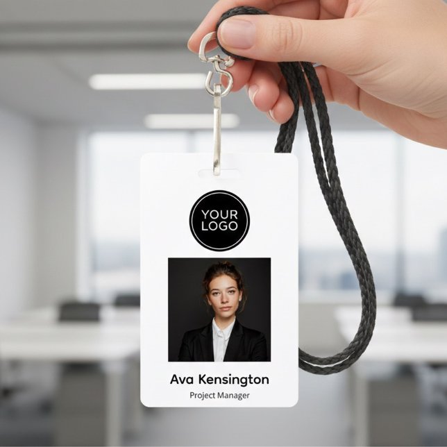 Personalized Photo ID Badge with Logo  Modern  (Créateur téléchargé)