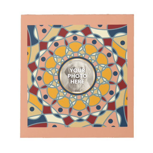 Personalized Photo Mandala Design Baby Shirt Notizblock (Vorderseite)