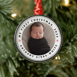 Personalized Photo &Name First Christmas Ornament  Aus Metall