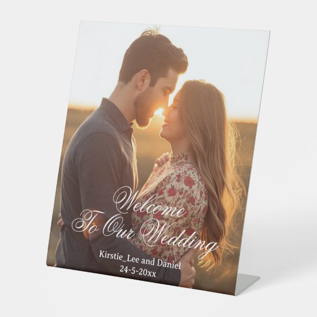 Personalized Photo Pedestal Sign – Custom Event Sockelschild (Vorderseite)