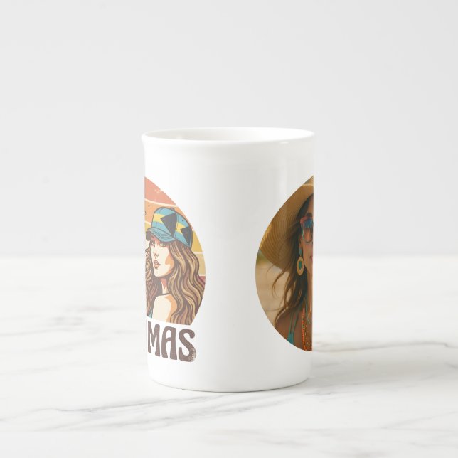 Personalized Photo Retro Bahamas Tropical Beach    Prozellantasse (Vorderseite)