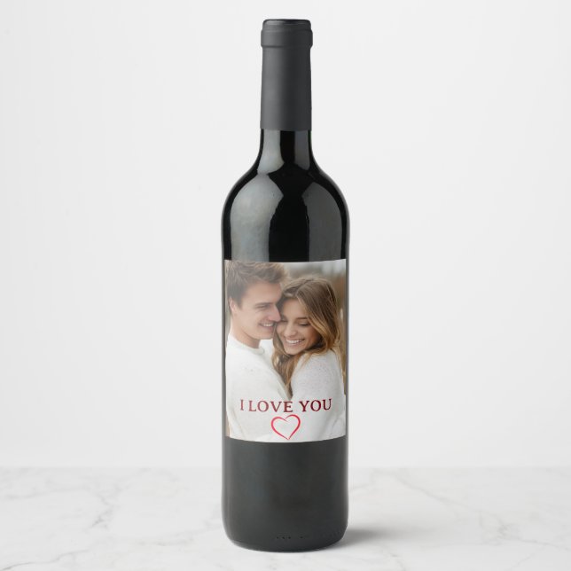 Personalized Photo Valentine's Day Wine Label Weinetikett (Vorderseite)
