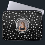 Personalized Photo with Pearls Circle on Black Laptopschutzhülle<br><div class="desc">A personalized photo design with Pearls Circle on a black background sprinkled with pearls. Perfect for gifts,  accessories,  and elegant everyday items.
You must know that you get a photo!</div>