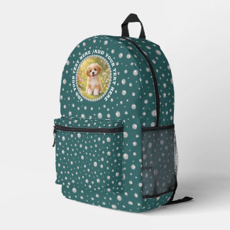 Personalized Photo with Pearls Circle on Teal Bedruckter Rucksack