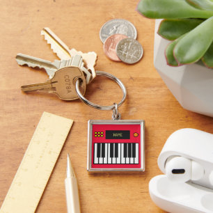 Personalized Piano Keys Keyboard Keychain Red Schlüsselanhänger